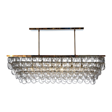 Luxe Tessa luxury designer Dining chandelier with clear cristale glass loops  on polished nickel