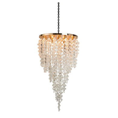 Brutale modern luxury chandelier that is low hanging  venetian glass icicles dripping down