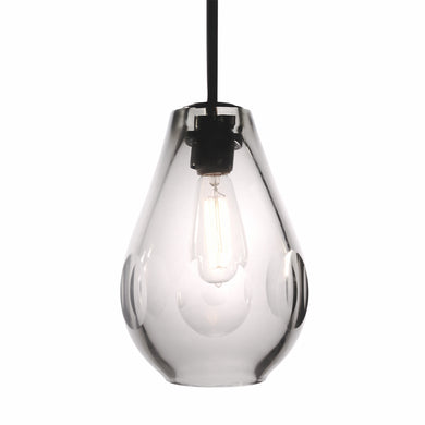 Ducello single hanging pendant light in hand blown glass in alto smoked glass