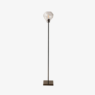 Ducello Modern floor lamp with single hand blown crystal pendant shade in smoked glass incandescent lights