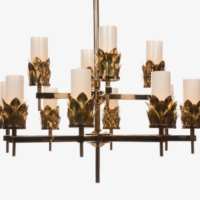 Luxe Gio medici polished brass leaves chandelier with candles