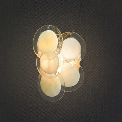 Portia venetian glass wall sconce light opalino on black wall 