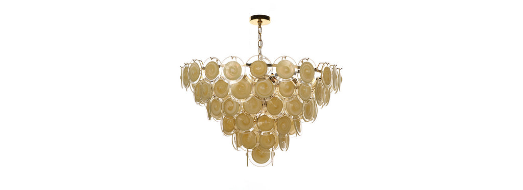 Portia venetian hand blown glass luxury chandelier in Creme brule