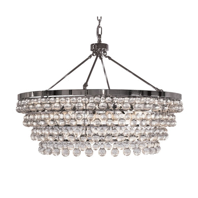 Arabelle Modern luxury chandelier lighting with layers of bubble venetian cristale glass hanging in eight layers and 35 inches across