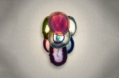 modern luxury wall sconce with multi color peacock petals made of brazilian agate cast
