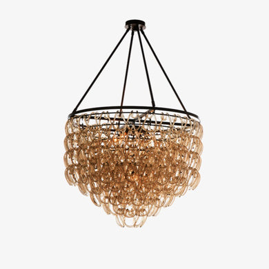 Luxe luxury round grande Tessa chandelier with champagne glass links