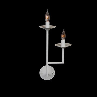 Le Marias two taper wall sconce in ivory french plaster and flame light bulbs