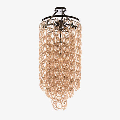 Luxe Tessa Long grande chandelier with long hanging champagne glass links