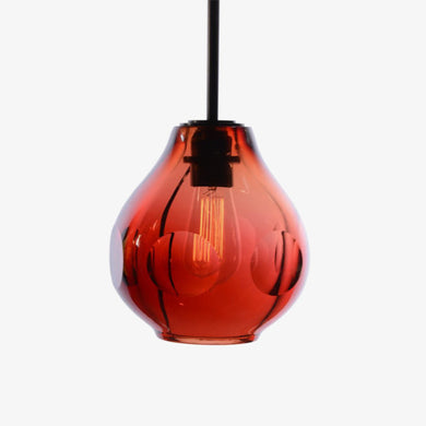 Ducello single pendant light shade made of red hand blown crystal glass