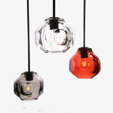 Ducello Trio Pendant chandelier in smoke cristale cardinal colors piccolo modern lighting