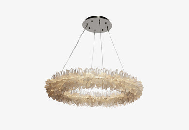 Luxe Roxi large quartz crystal chandelier in home